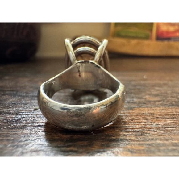 Copper Rutile Quartz Crystal Ring Sterling 925 Silver Statement Cocktail Sz 6.5 - Picture 7 of 11